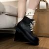 [Zhike] 2025 casual black big-headed mountaineering sports soft cowhide platform short boots Martin boots for women