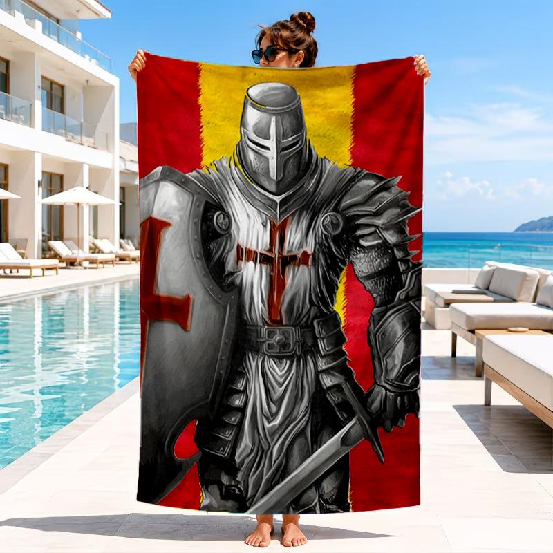 Knightly Crusader Armor Beach Towel, Microfiber Beach Towel, Perfect For Pool, Beach, Travel, Home Decor Beach Party Fan gifts