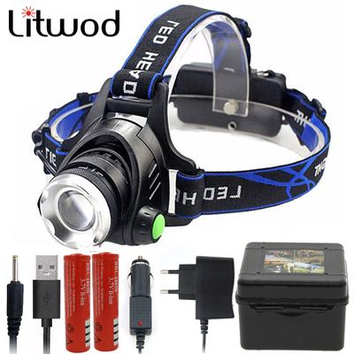 Superheller LED-Scheinwerfer, T6, zoombarer Scheinwerfer, USB wiederaufladbar, 6000 lm, Kopf, Taschenlampe, Lampe, Laterne