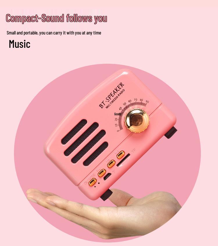 Mini Retro Bluetooth Speaker - Portable, Creative Gift with Radio & Card Insert for Mobile & Computer Use