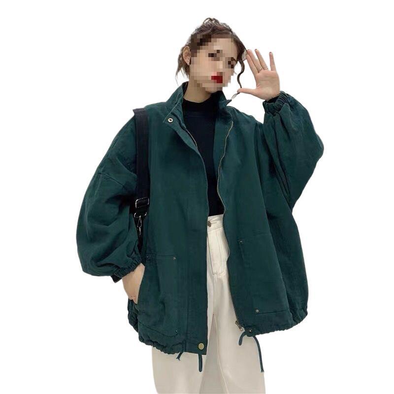 2025 Spring Harajuku BF Style Women's Black Cardigan Jacket - Thin, Boyfriend Fit for Spring/Autumn