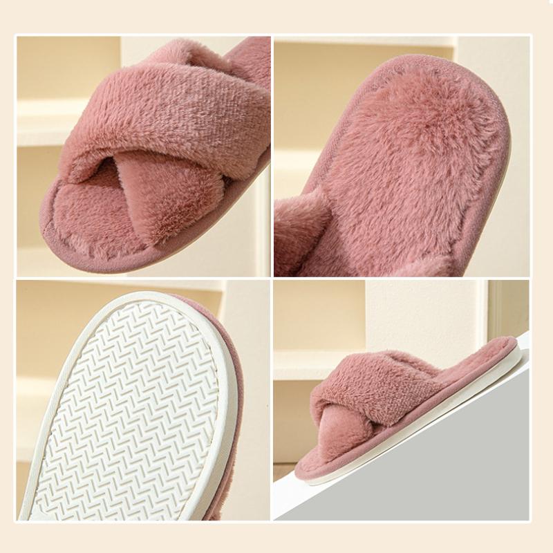 Autumn and Winter Warm Cross Cotton Slippers Indoor Anti Slip Couple Thick Soled Cotton Slippers