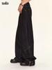 2024 Unisex Washed Black Retro High-Waist Loose Wide-Leg Mopping Jeans
