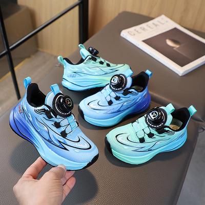 Children's Gradient Sports Shoes with Rotating Button - 2026 Spring Korean Style for Boys and Girls