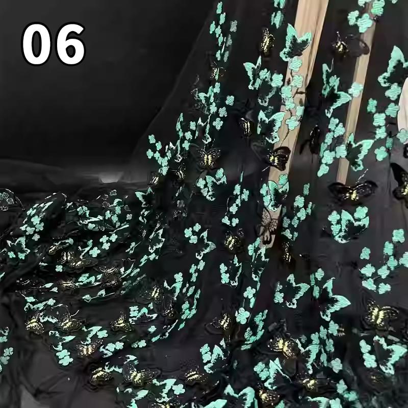 3D Butterfly Embroidery Fabric Hand-embroidered Cloth For Diy Sewing Wedding Dress Water-soluble Mesh Embroidery Lace Fabric