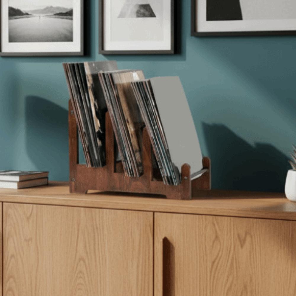 Large Capacity Vinyl Record Holder Brown Book Storage Rack Vintage CD Display Stand  CDs