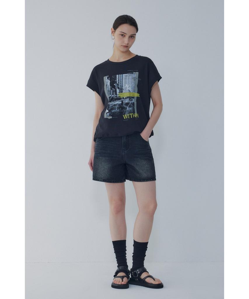 Bobeu Vintage Washed Denim Shorts_Black 7156255004