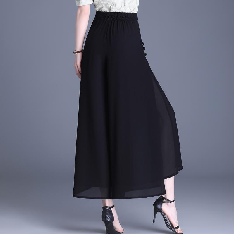 Summer Chiffon High Waist Pants for Women Fashion Wide Leg Pants Ladies Vintage Clothes