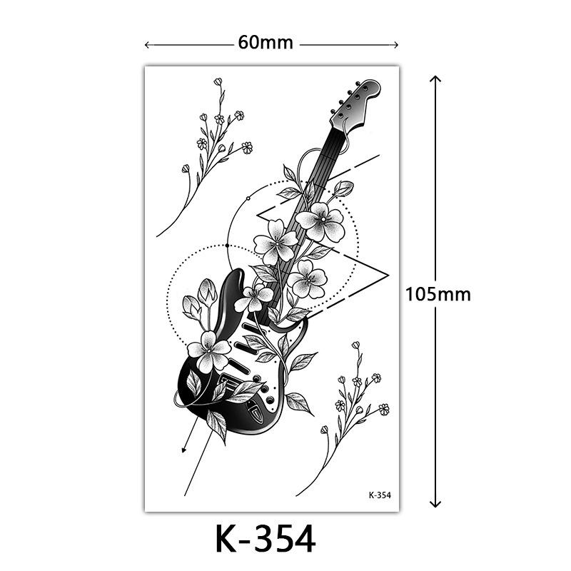 Pegatinas de Tatuaje Impermeables Frescas Pequeñas: Letras Inglesas, Flores, Mariposas, Líneas de Boceto