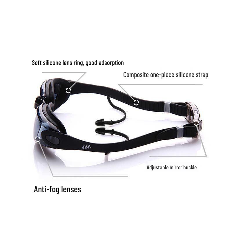 Unisex Anti-Fog Electroplated HD Swimming Goggles - Adjustable Waterproof Design
