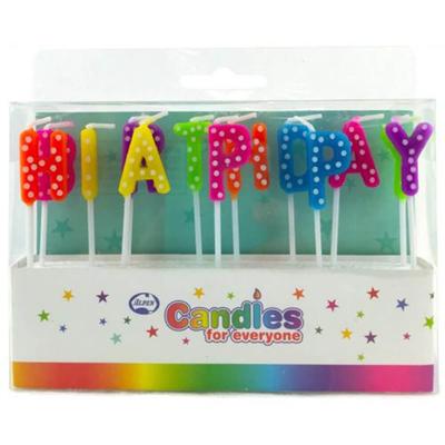 Alpen Sviečky s písmenami Happy Birthday (Jasné bodky)