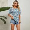 Summer Women's Floral Top 2023 Loose Full Round Neck Pullover T-shirt