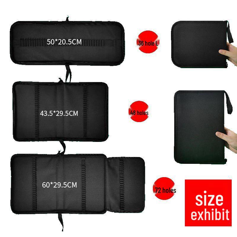 Foldable Canvas Pencil Case - 72 Slots, Zipper Closure for Art Tools and Student Supplies