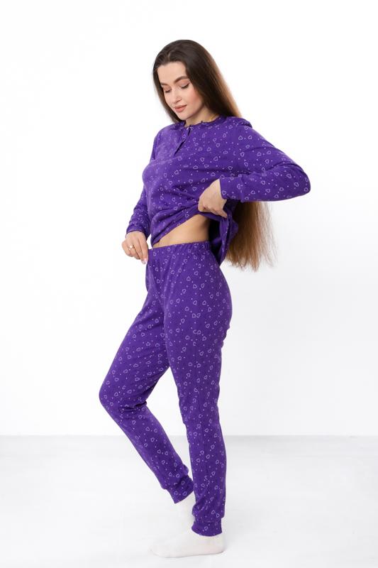 Women's cozy pajamas – Heart pattern, top with buttons, Any season 8268-016 HC
