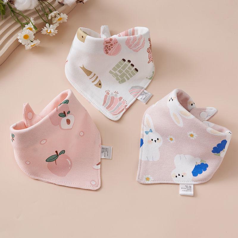 Newborn Pure Cotton Snap Bib - Double Layer Triangle Scarf for Babies