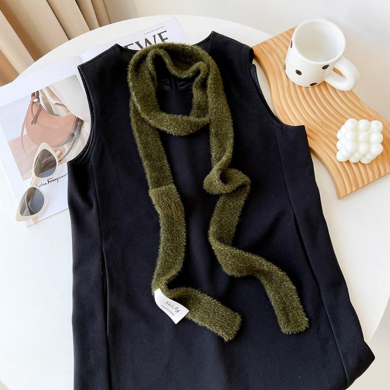 

New versatile decorative sausage scarf solid color niche scarf long thin scarf trendy clothing matching 195*4cm