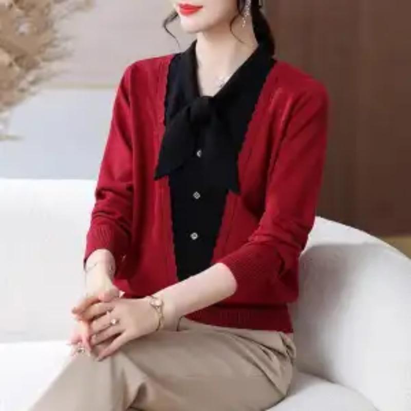 

Новый осенний пуловер с круглым вырезом на пуговицах, модный однотонный универсальный повседневный свитер, вязаный топ 4XL красный