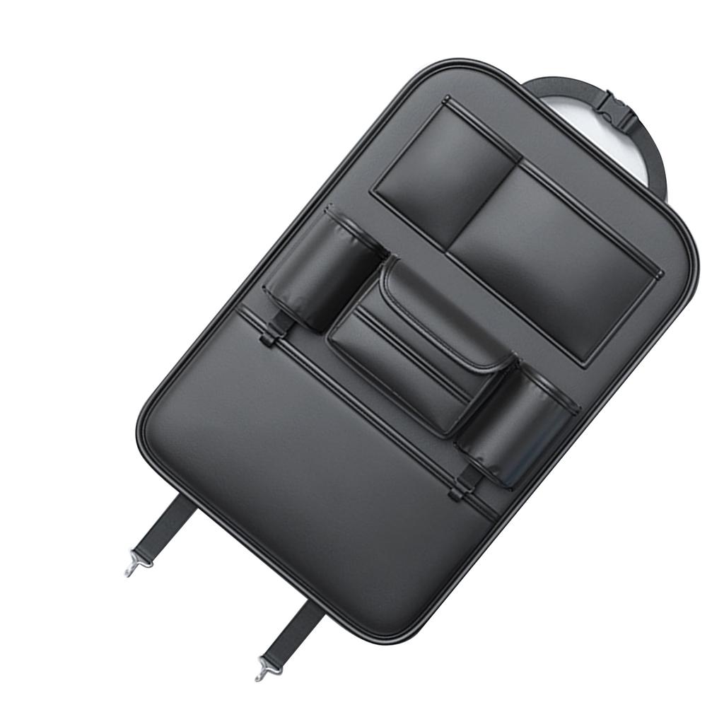 Car Back Seat Organizer Multifunctional PU Leather Space Saving Auto Back Seat Storage Bag Protector Kick Mat