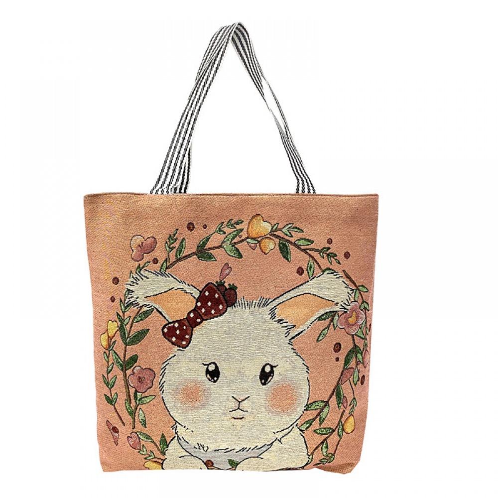 Canvas Bags Handbag For Women Shopper Cute Cat Shopping Tote Bag With Zipper Designer Bag Japanese Style Cartoon Large Shoulder Bags