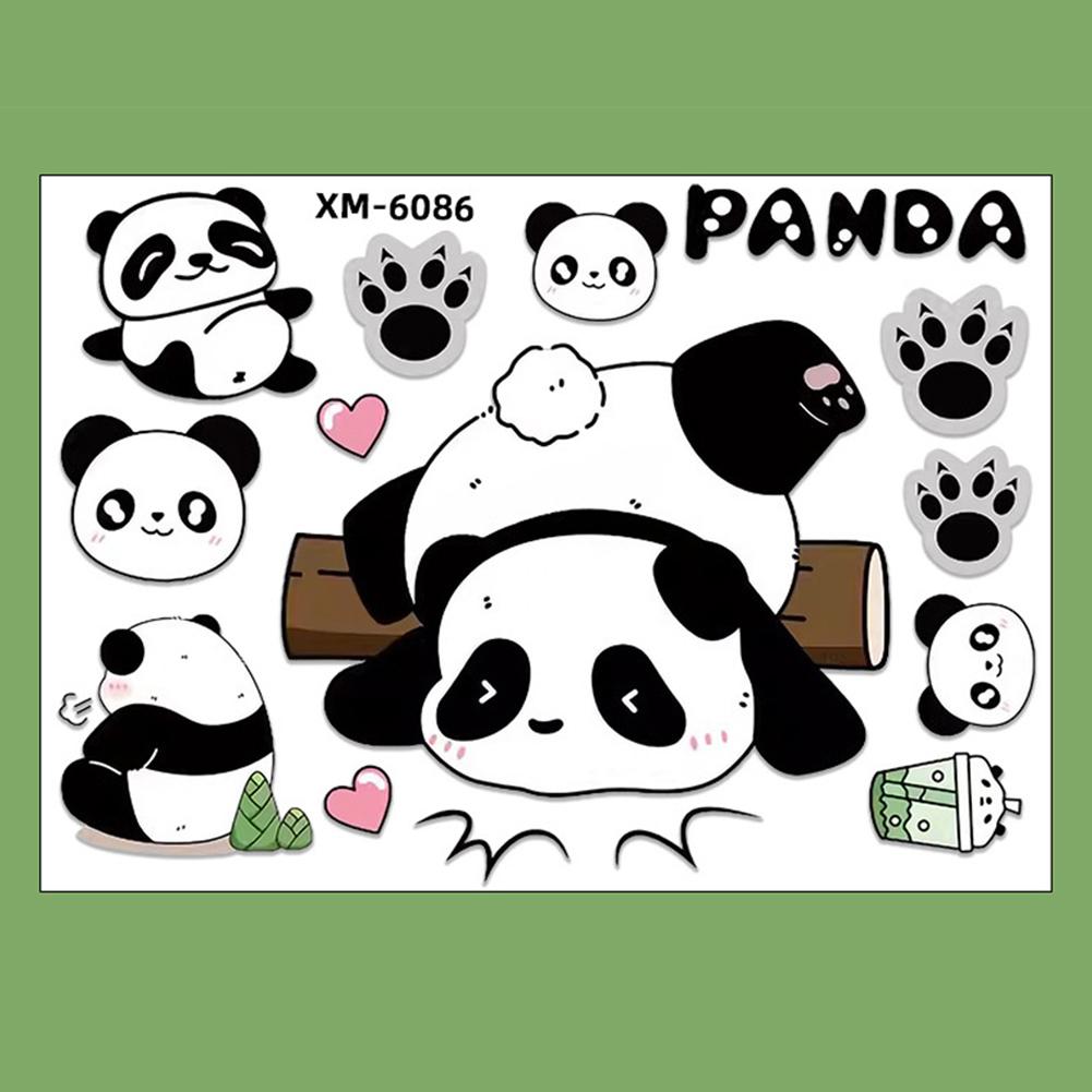 1Pc Motorcycle Bicycle Decal Helmet Car Waterproof Decals Lovely Pandas Night Sign Stickers Creative Exterior Decor Accessories