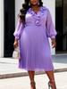 Plus Size Women's Elegant Chiffon Dress with V-Neck, Ruffled Waist, Pleated Skirt, and Lantern Sleeves