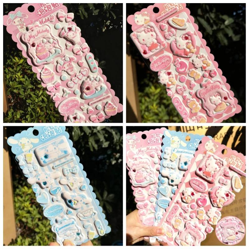 2026 Hot New Cute Hello Kitty 3D Thick and Plump Double-layer Bubble Sticker, Decorative Laptop and Phone Case Sticker Gifts