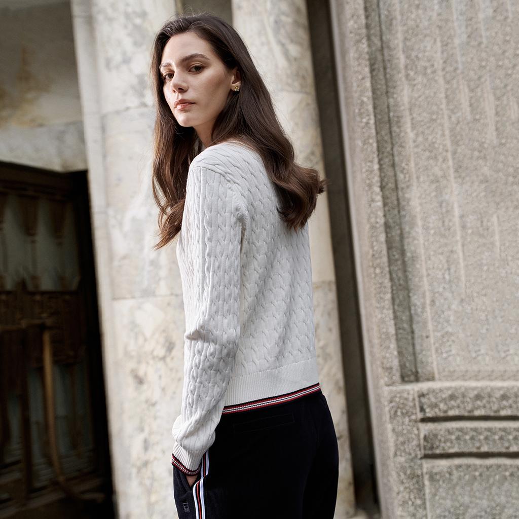 FILA Heritage Fashion Simple Classic Retro Casual Everyday Versatile Comfortable Knitted Cardigan Sweater Women sweater F11W618408FWT