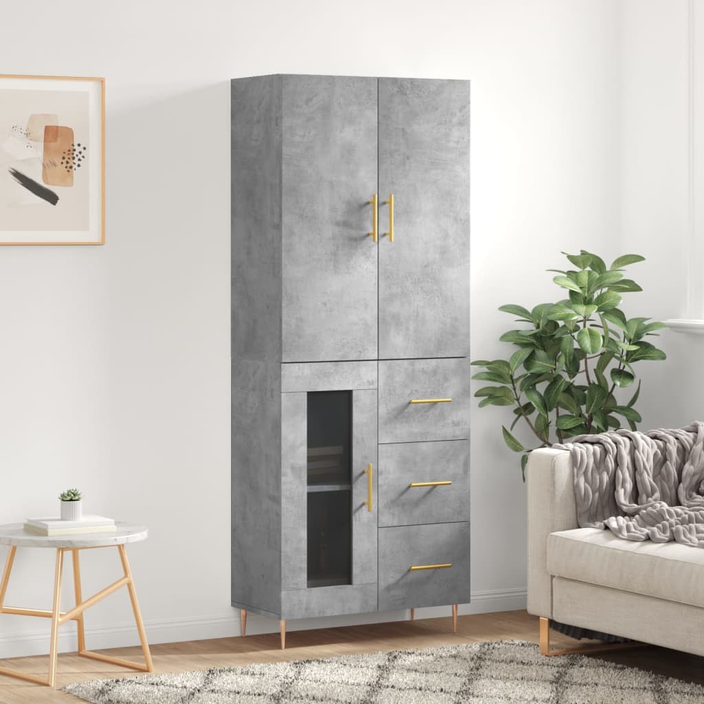 Highboard Concrete Grey 69.5 x 34 x 180 cm Particleboard