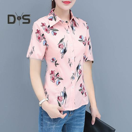 Damen-Shirt mit Blumen- und Karomuster, regulärer Stil, Knopfleiste, lässiges Hemd, Oberteile, Freizeit, Party, Alltag