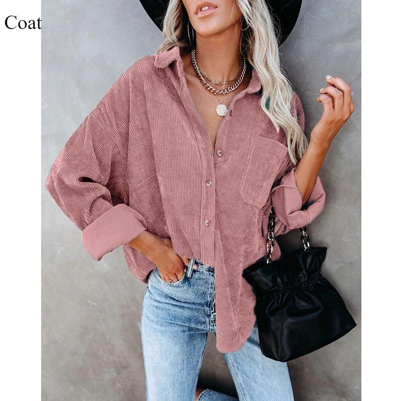 Loose Casual New Shirt Autumn Winter Women's Solid Color Lapel Corduroy Casual All-match Coat