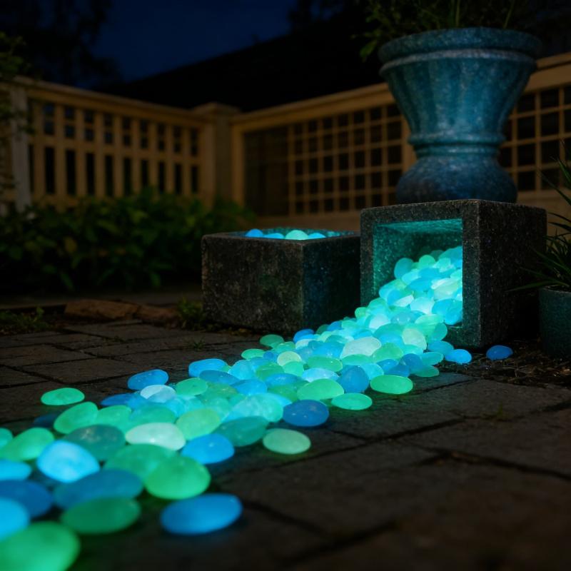 1000-2000pcs Luminous Plastic Stones for Wedding Party Garden Landscape Decoration Reusable Shiny Pebbles