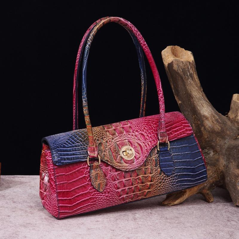 Handbag Shoulder Bag Vintage Tote Bag Underarm Bag Baguette Bag Alligator Print Bag for Women