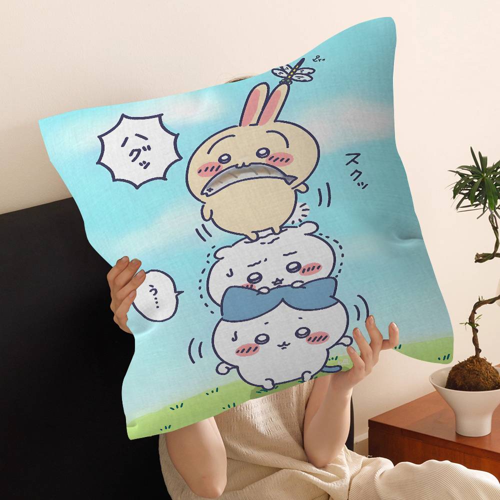 Cartoon Cute Amine Chiikawas Pillow Cushion Cover Pillowcase Living Room Sofa Home Decor