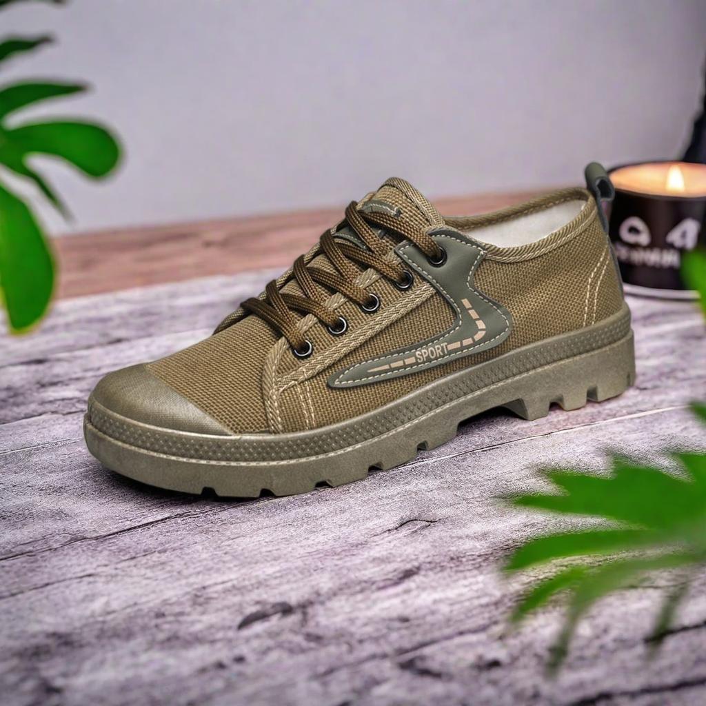 Round Head Composite Bottom Non-slip and Wear-resistant Men's Flat Heel Tooling Canvas Shoes Sports Commuting Breathable Spring and Autumn Season