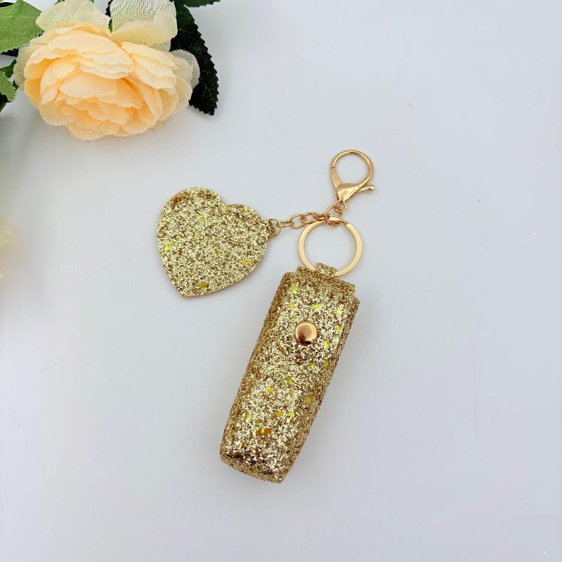Chic Lipstick Holder Keychain Portable Makeup Bag Built-In Mirror Lipstick Protector Travel Companion