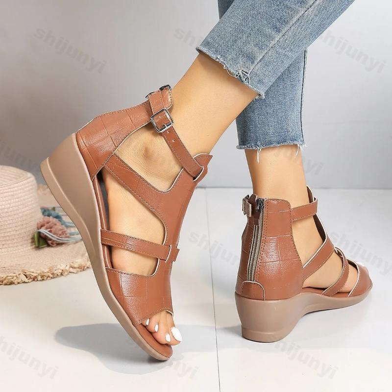 Fashion 2024 New Summer Women's Sandals Fashion Buckle Shoes Open Toe Wedge Casual Platform Shoes Women Plus Size 43 Sandals Women