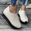 Fashion Thick Sole Height Increasing Casual Sneakers for Women Lightweight Breathable Knit Sports Shoes Woman Slip On Platform Sneakers