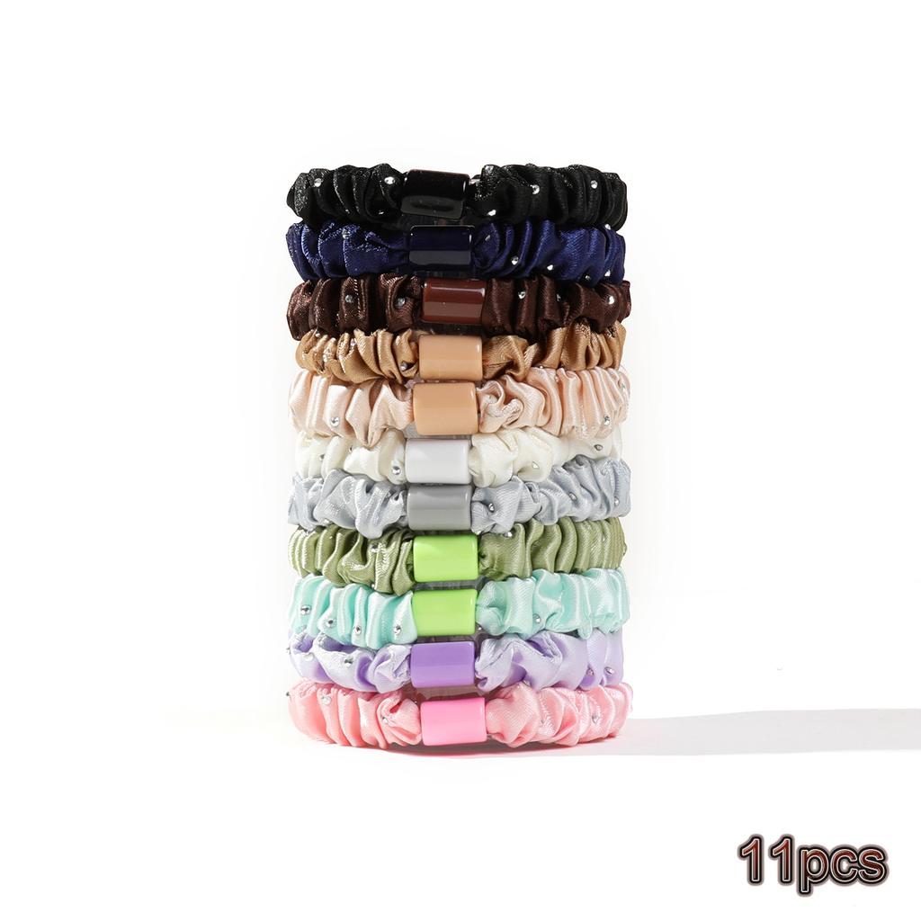 6 Pcs Solid Color Satin Jewel Scrunchies Hair Ties Rubber Bands For Women Girlsdiamond Elastic Ponytail Holder No Damage