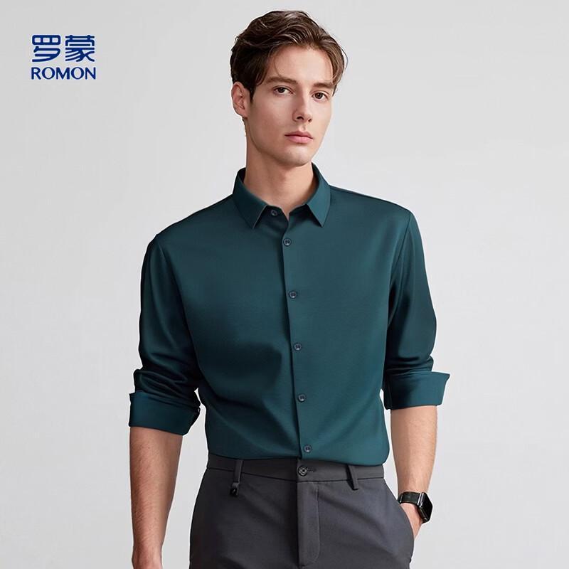 Romon Men s Business Casual Long-Sleeve Shirt 46