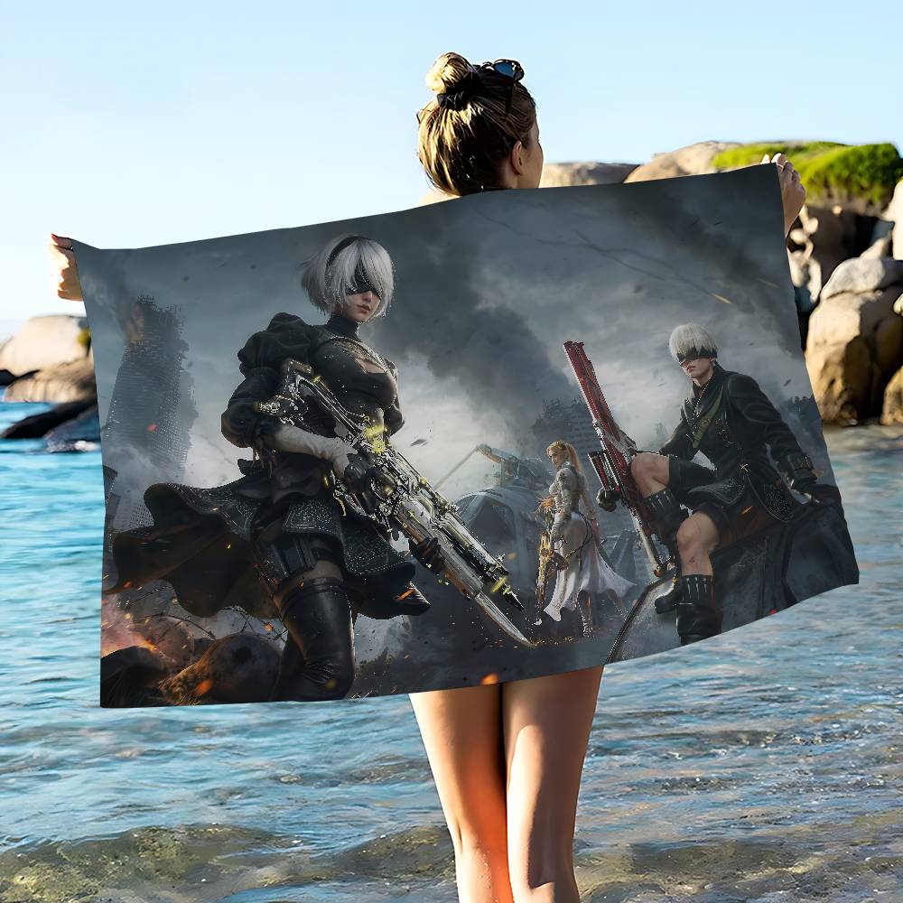 Game Nier Automata Bath Towel Microfiber Soft Water Absorbing Breathable For Girl Kids Decorative Cartoon Beach Towel