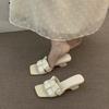 Niche thick heel high sense naked apricot temperament high heel sandals women's summer 2025 new French skirt evening cool slippers