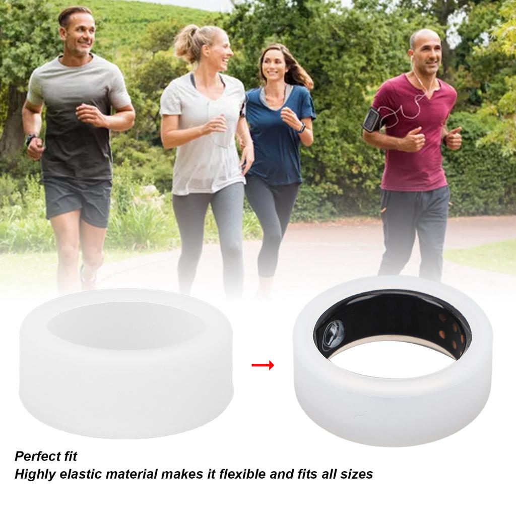 3PCS Silicone Ring Covers for Smart Ring Scratch Resistant Skin Friendly Elastic Ring Protector Protective Sleeve White M for Size 11 12 13