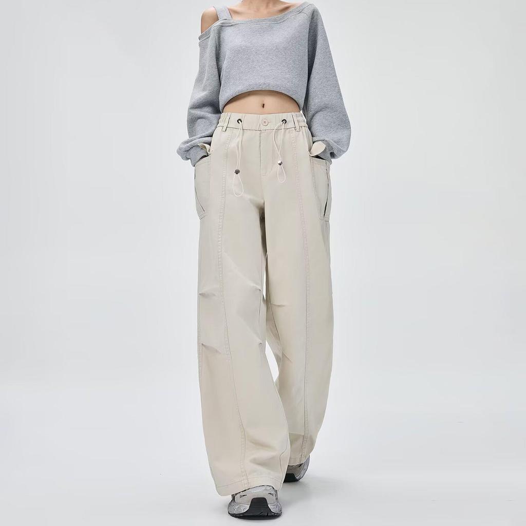 Korean Style Women's Casual Cargo Pants - Spring/Summer Straight Fit