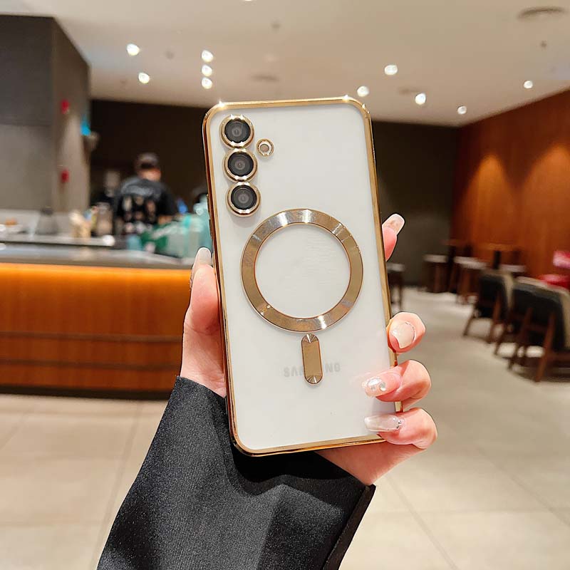 Luxury Plating Glitter Silicone Case For Samsung Galaxy S25 S24 Ultra S23 FE S22 S21 Plus Edge Magnetic Magsafe Clear Soft Cover