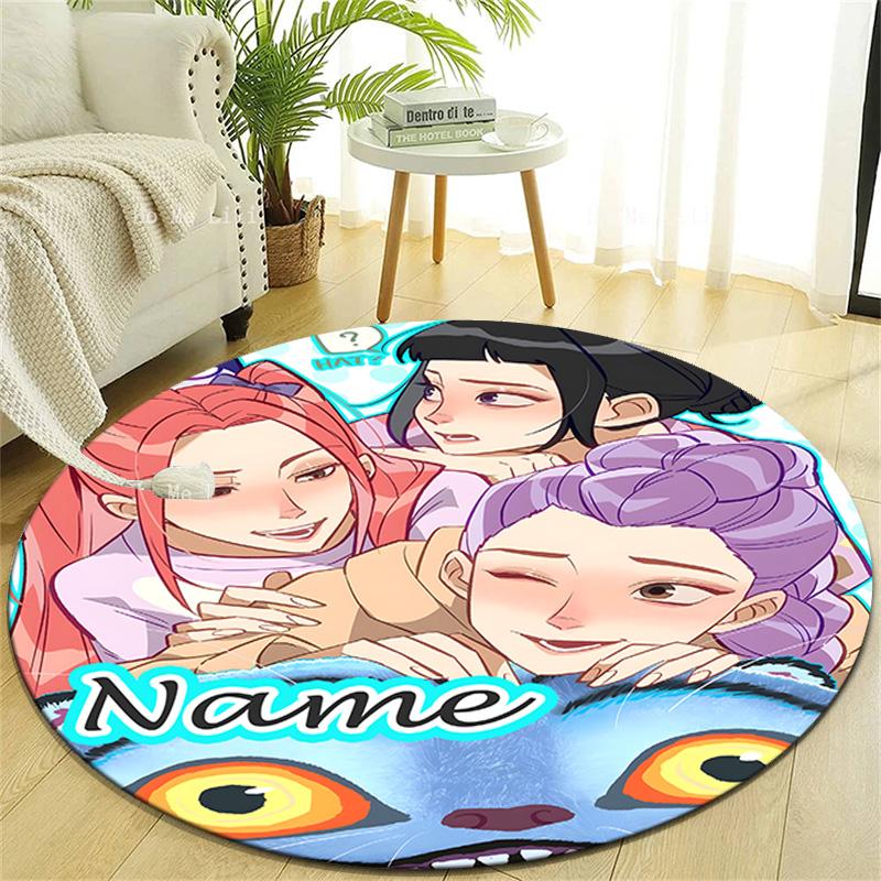 Personalized K-KPop Demon Hunters Round Chair Office Rug - Perfect for Mat, Office Chair & More - Ideal Gift for Birthdays and Holidays