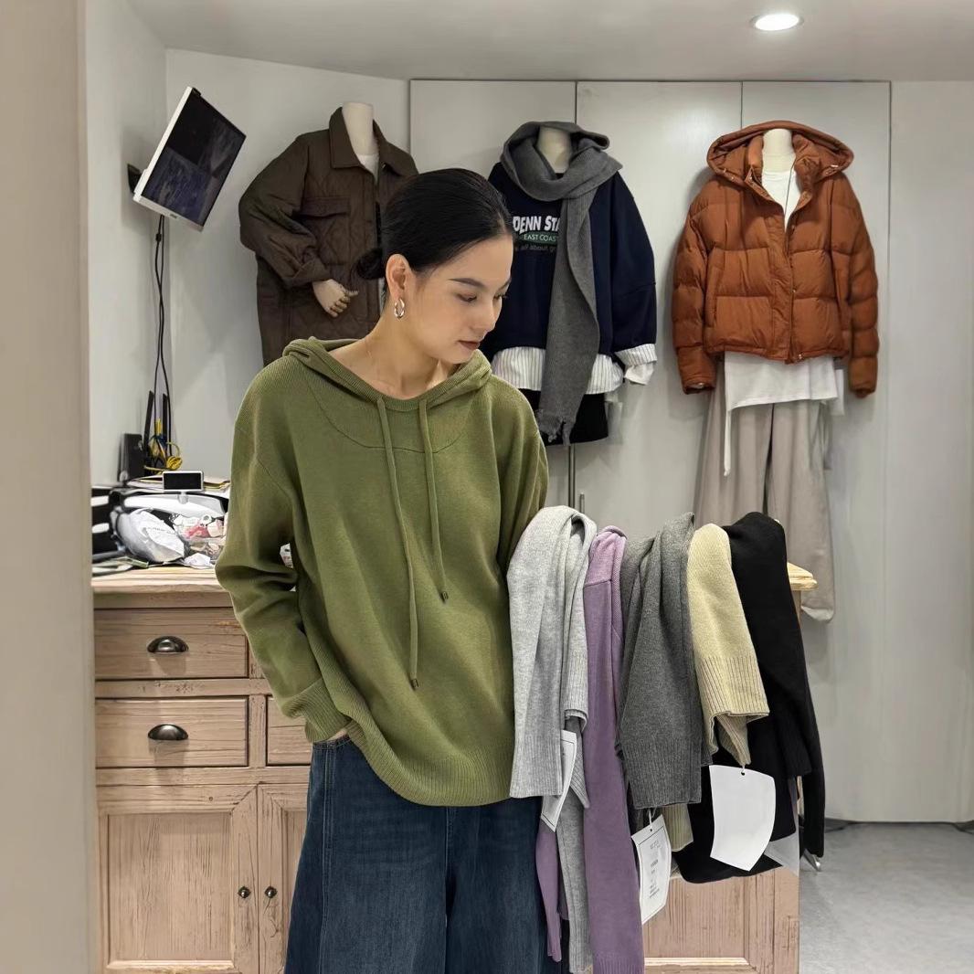 

Winter Korean Style Loose Plus Size Casual Hooded Knitted Sweater One Size