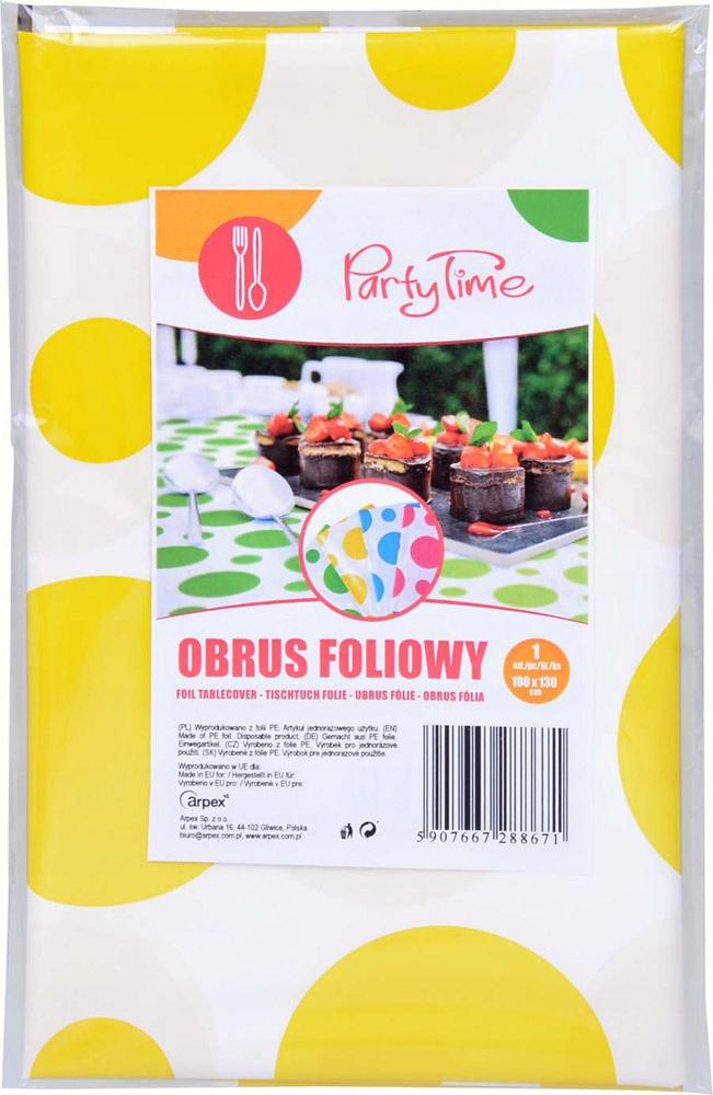 Yellow Polka Dot Foil Tablecloth, 100x130cm