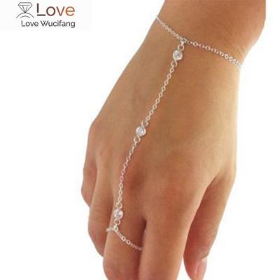 Boho Metal Gold Color Crystal Slave Bracelets For Women Charms Finger Link Chain Bracelets &Bangle Jewelry Pulseira Feminina