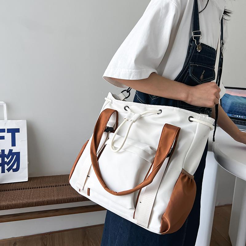 Öğrenci Kitap Çantası Büyük Kapasiteli Kontrast Renkli Çanta Banliyö Omuz Çantası Crossbody Çanta
