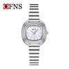 OFNS Women's Fashionable Lightweight Waterproof Quartz Watch with Small Leather Strap and Square Dial